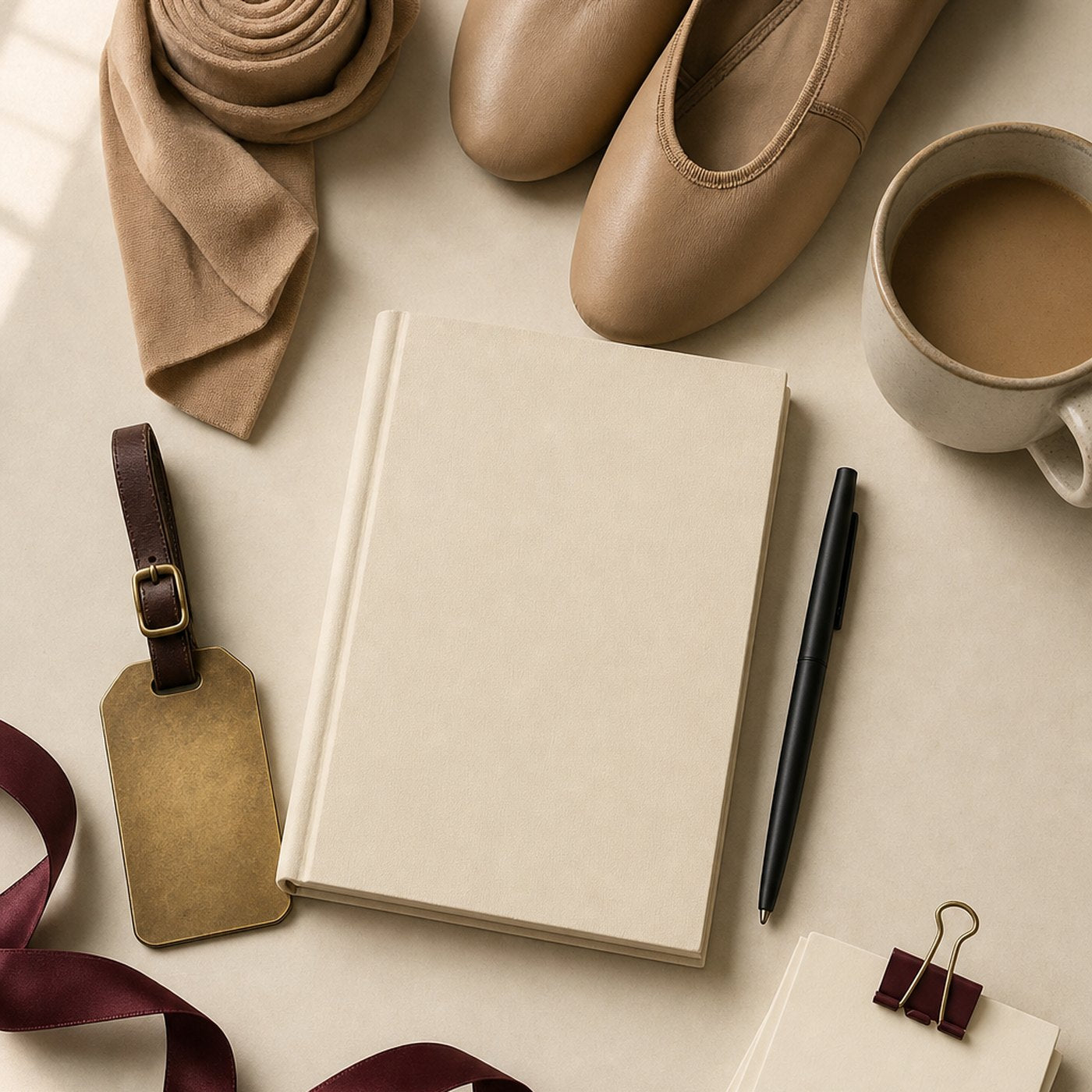 All four Call Time systems represented as objects arranged on cream paper